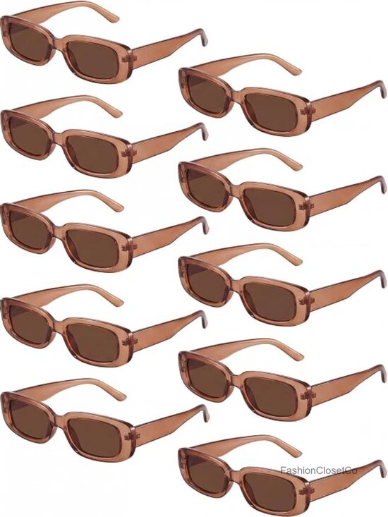 10 Pairs Retro Rectangle Sunglasses 90s Y2k Square Frame Plastic
